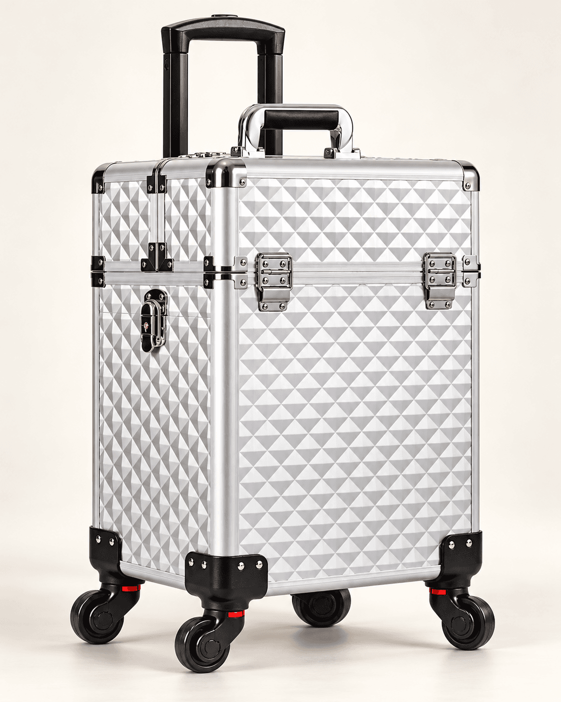 Two-layer silver rolling cosmetic case visualization